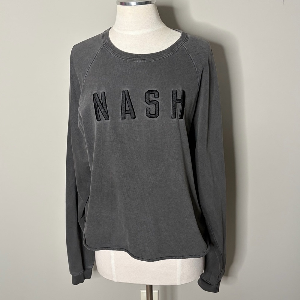 The Nash Collection Nash Charcoal Sweatshirt with Black Lettering, Medium